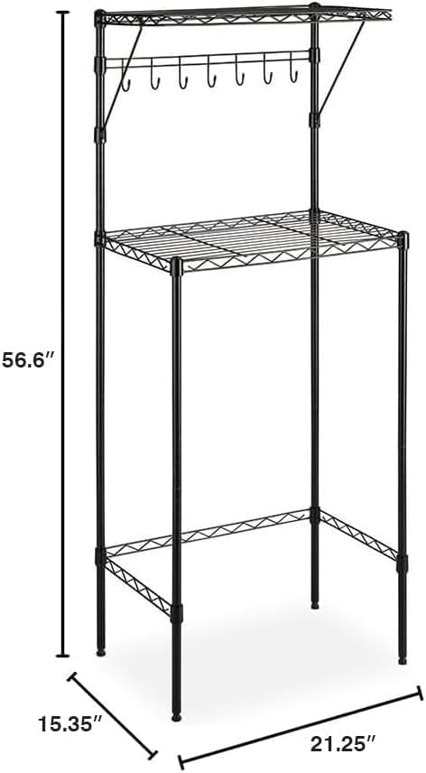 Whitmor Supreme Over The Fridge Shelf 2-Tier Metal Mini Fridge Stand with Storage，Metal Shelving Rack Mini Fridge and Microwave Stand for College Rooms Kitchen, Office