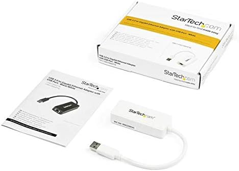 StarTech.com USB 3.0 to Gigabit Ethernet Adapter NIC w/ USB Port (White) - USB 3.0 NIC - 10/100/1000 Mbps USB 3.0 LAN Adapter (USB31000SPTW)