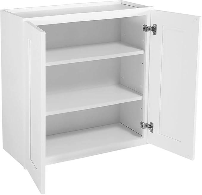 Design House Brookings Shaker Fully Assembled Wall Kitchen Cabinet W3336, 33 W x 12 D x 36 H, Painted White, Solid Wood, Design House, 569129