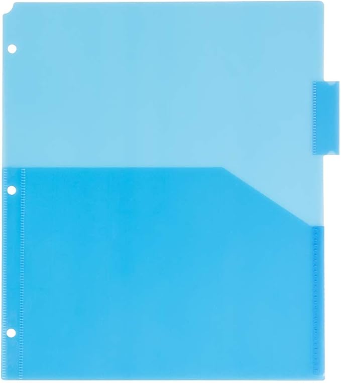 JAM PAPER Plastic Index 5-Tab Dividers w/Double Pockets - 9 3/4 x 11 1/2 - Assorted Multi-Color - 5 Tabbed Dividers/Pack