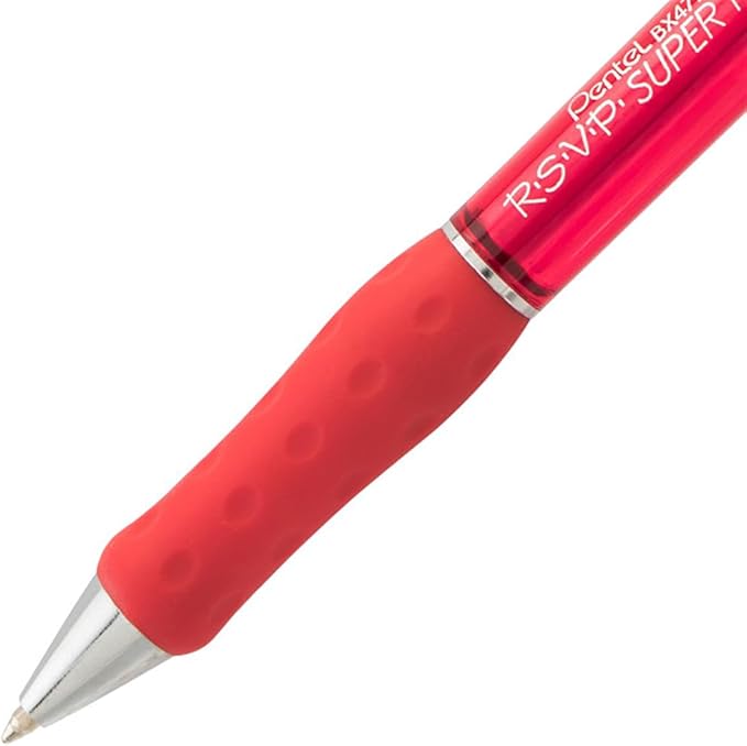 Pentel RSVP Super RT Ballpoint Pen, (0.7mm) Fine Line, Assorted Ink Colors, 8 Pack with Bonus Black Ink Pen
