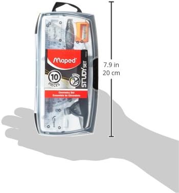 Maped Study Geometry 10 Piece Set - Advanced Student Kit - Precision Tools - Durable & Ergonomic Design - Enhances Creativity - Quality Materials