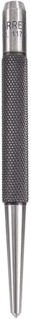 Starrett Steel Center Punch with Round Shank and Knurled Finger Grip - Hardened and Tempered, 4" Length, 1/8" Diameter Tapered - 117C