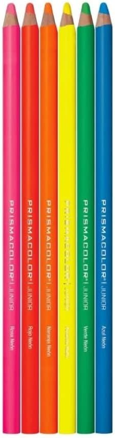 Prismacolor Neon Colored Pencils Set, 6 count, Junior 4.0mm