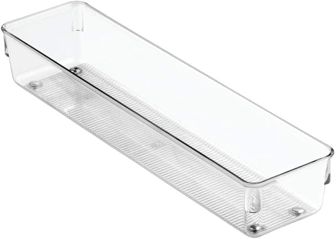 Interdesign Drawer Organizer Clear Linus 3" X 9" X 2" Clear Plastic With Ribbed Bottom
