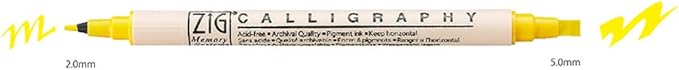 Kuretake Zig Calligraphy Dual Tip Markers 12 Colors Set, 2mm, 5mm, Square Tips, AP-Certified, No Mess, Photo-Safe, Acid Free, Xylene Freeing,Made in Japan