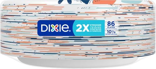 Dixie Paper Plates, 10 Inch, 86 Count Pack of 2 | 2X Stronger | Microwave-Safe | Soak-Proof | Cut Resistant