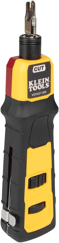 Klein Tools VDV427-300 Impact Punchdown Tool with 66/110 Blade, Reliable CAT Cable Connections, Adjustable Force, Includes Pick and Spudger