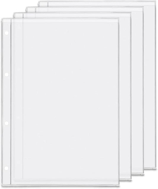 4 Pack A4 4 Holes Binder Pockets Plastic Binder Folders Waterproof 4 Holes Holder for Receipt Ticket (Pocket, A4)