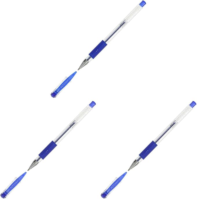 Art Alternatives Gel Pen, Glitter Dark Blue - Ballpoint - Non-Smear + Quick Dry - Writing, Drawing, Coloring, Journal, Planner (Pack of 3)