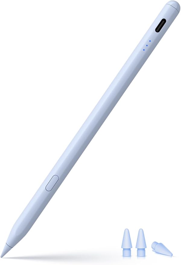 Stylus Pen for ipad 2018-2025, USB-C Fast Charging Pencil, Pixel-Perfect Tilt Sensitivity for iPad 11/10/9/8/7/6/A16, iPad mini 7/6/5, iPad Air M3/2 11"/13"/5/4/3, iPad Pro M5/4 13"/12.9″/11″ Blue