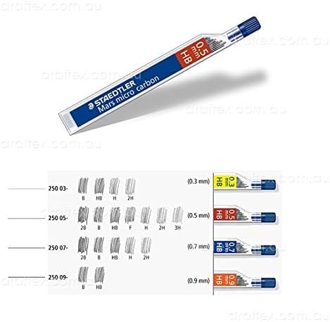 Staedtler Mars Micro Carbon pencils 0.5mm lead refill 2B & HB, Total 48 leads