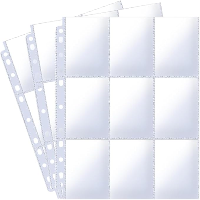 9 Pocket Card Sleeves Binder Sheets for 3 Ring Binder, 1224 Pockets Double-Sided Transparent Trading Card Pages Sleeves for Sports, MTG, Baseball, Game, Business (68 Pages)