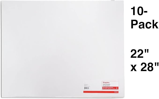 Staples Poster Board, 22" x 28", White, 20/Carton - Display Boards for School & Office Projects