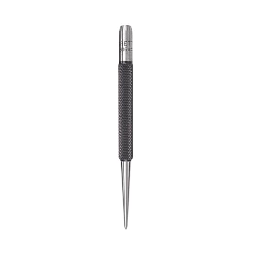 Starrett Steel Prick Punch with Knurled Grip for Precise Positioning and Secure Holding - Hardened and Tempered Steel, 4" Length, 5/64" Diameter Tapered - 816A