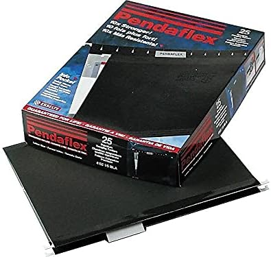 Pendaflex 04152 1/5 BLA Reinforced Hanging File Folders, Letter Size, Black, 1/5 Cut, 25/BX (4152 1/5 BLA)
