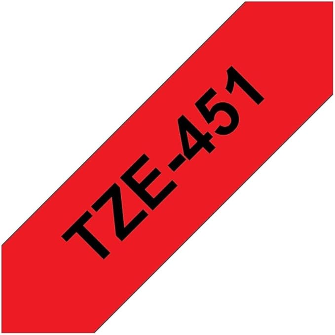 Brother Black on Red Label Tape - 0.94quot; Width x 26.20 ft Length - 1 Each - Thermal Transfer - Red