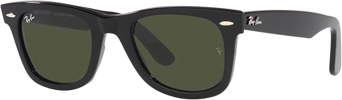 Ray-Ban RB2140 Original Wayfarer Square Sunglasses, Black/Green, 50 mm