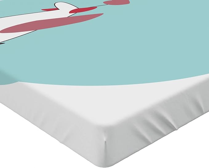 Ambesonne Airplane 2 Pack Fitted Sheet, Romantic Hearts in The Sky, Bed Cover All-Round Elastic Deep Pockets 2 Pieces, Package Contains 2 Full Size Fitted Sheets, Dried Rose and Pale Seafoam