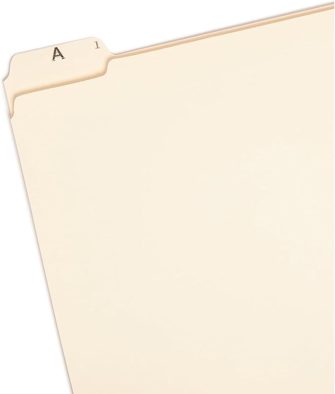 Smead Indexed File Folders, 1/5-Cut Tab, Assorted Positions, Indexed, Letter Size, Manila (A-Z)