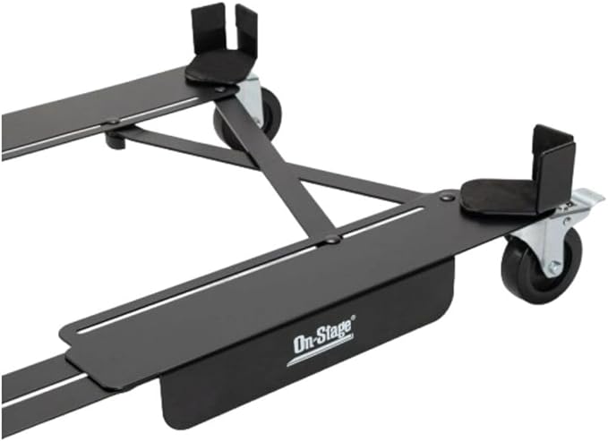 On-Stage AG5000 Amp Glider (Installation-Free Casters for Amplifiers, Rolling-Cart Attachment, Attachable Dolly, Amp Roller, Adjustable Length and Width, Solid Wheels, Heavy-Duty Steel, Black)