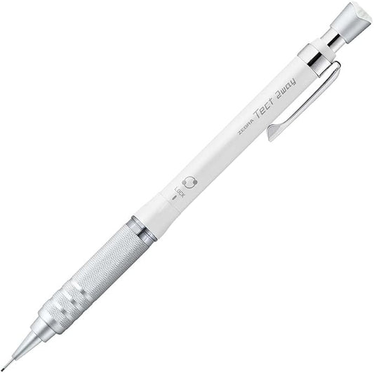 Zebra P-MA141-MW Tech 2-Way RO Mechanical Pencil 0.02 inches (0.5 mm) Metal White Knurling Model
