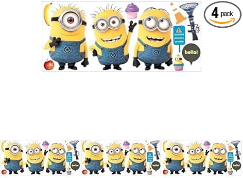 RoomMates RMK2081GM Despicable Me 2 Minions 12" x 48.5" Yellow Giant Giant Wall Decals, 11 Pieces (Pack of 4)