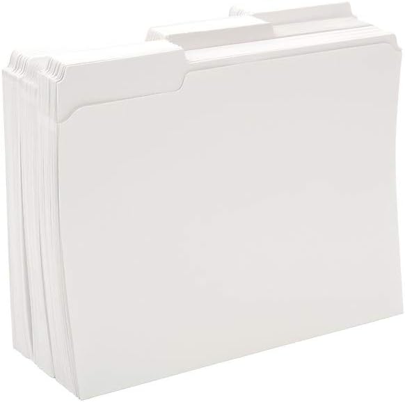 Staples Reinforced File Folders, Letter Size, 3‑Tab Design, White, Durable Paper Stock, 100/Box