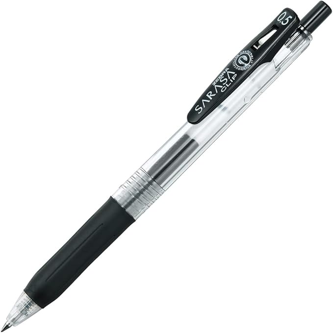 Zebra Pen Sarasa Clip Recycled Retractable Gel Pen, 0.5mm Fine Point, Black Ink, Water-Based, Ideal for Office and School, Journal, Note Taking and Planner Use, 75% Recycled, 12-Pack (47310)