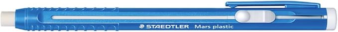 STAEDTLER 12-Pack Mars Plastic Eraser Pen with Refillable Holder, German-Made Eraser for Pencils, Smudge-Free & Tear-Free Precision, Retractable Design with Clip, Blue, 12 Count