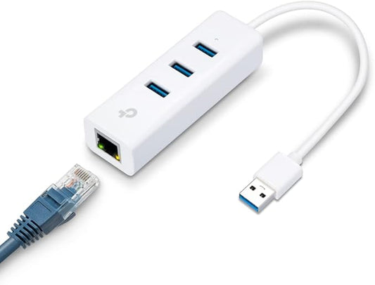 TP-Link USB 3.0 to Ethernet Adapter (UE330) - Portable 3-Port USB Hub with 1 Gigabit RJ45 Ethernet Port, Laptop Network Adapter, Supports Win 7/8/8.1/10, Mac OS X (10.6-10.14), Linux OS and Chrome OS