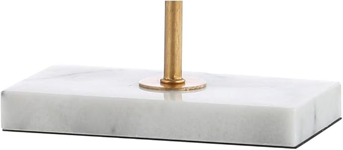 JONATHAN Y 26" Gold Leaf and White Marble Modern Circle LED Table Lamp, Glam Transitional Metal Desk Lamp for Living Room, White Linen Shade, LED Bulb Included JYL1096A