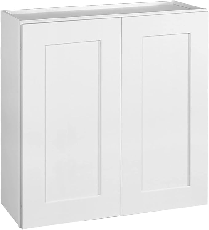 Design House Brookings Shaker Fully Assembled Wall Kitchen Cabinet W3030, 30 W x 12 D x 30 H, Painted White, Solid Wood, Design House, 613547