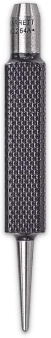 Starrett Steel Center Punch with Square Shank and Knurled Finger Grip - Hardened and Tempered Steel, 3" Length, 1/16" Diameter Tapered, 3/8" Square Thickness - 264A