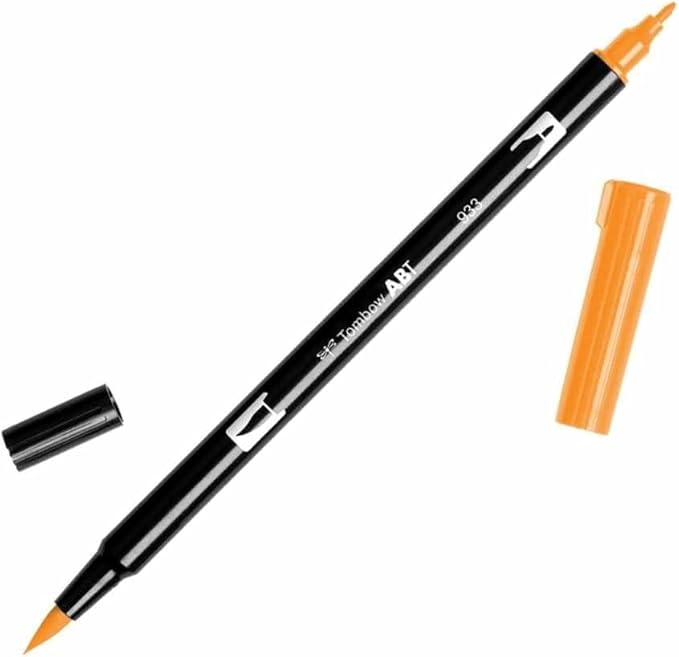 Tombow Dual Brush Pen Art Marker, 933 - Orange, 1-Pack