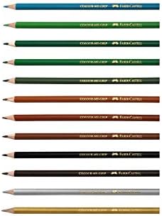 Faber Castell 24 Tri-colour Pencil Set Best Grip Includes Silver & Gold