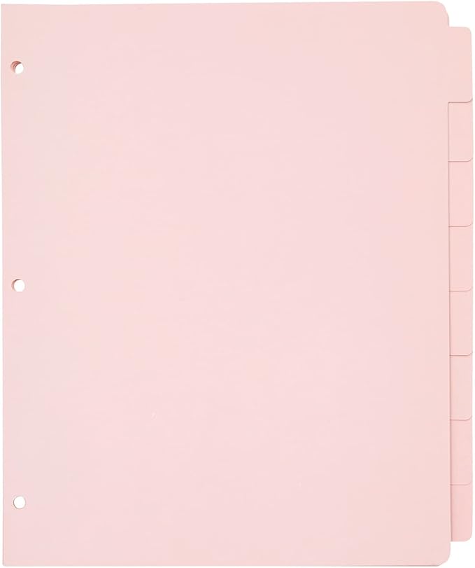 Paper Junkie Binder Dividers with Tabs - Letter Size, Pink, 96 Count - Dividers for 3-Ring Binder for School, Office Supplies & Nursing School Supplies