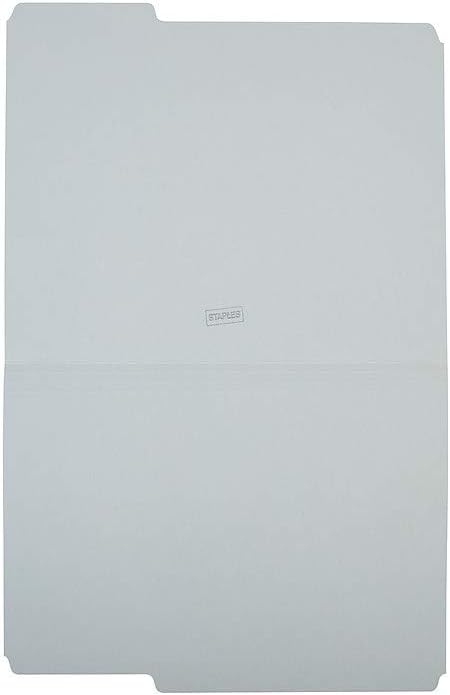 Staples Reinforced Colored File Folders, Letter Size, 3‑Tab Design, Gray, Heavy‑Duty Construction, 100/Box