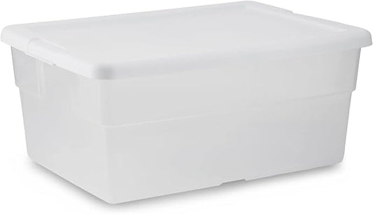 Sterilite? 16 Quart Basic Clear Storage Box with White Lid