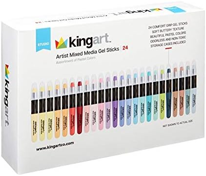 KINGART Pastel GEL STICK Set, Artist Pigment Crayons, 24 Unique Colors, Water Soluble, Creamy, and Odorless, Use on Paper, Wood, Canvas and more