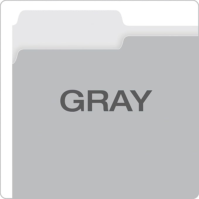 Pendaflex File Folders, 100 Pack, Durable Gray Folders, Letter Size (8.5" x 11"), 3 Tabs for Easy Labeling, Neutral Aesthetic Organization Essentials for Home, Office & School