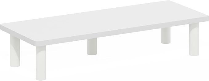 Furinno TURN-N-TUBE Monitor Stand Riser, Rectangle Monitor Riser, Laptop Stand for Desk, Office Desk Accessories, Desk Organizers and Accessories, Toolless Assembly, For Study Room, Dorm, White