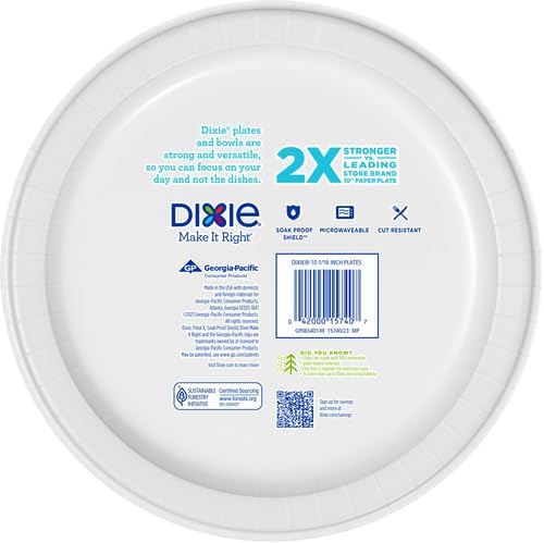 Dixie Paper Plates, 10 Inch, 86 Count Pack of 2 | 2X Stronger | Microwave-Safe | Soak-Proof | Cut Resistant