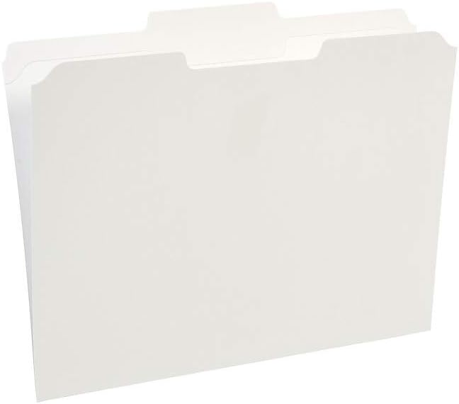 Staples Reinforced File Folders, Letter Size, 3‑Tab Design, White, Durable Paper Stock, 100/Box