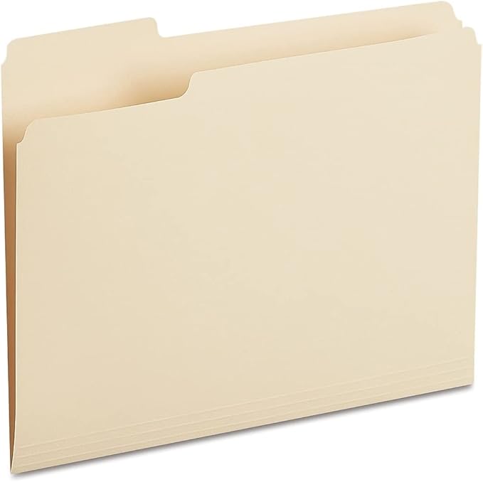 Staples 1/3‑Cut Left‑Tab File Folders, Letter Size, Manila, Durable Paper Stock, 100/Box