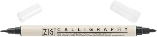 Zig Memory System Calligraphy Dual Tip Marker, Carded, Pure Black