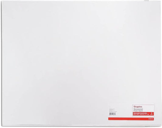 Staples Poster Board, 22" x 28", White, 20/Carton - Display Boards for School & Office Projects