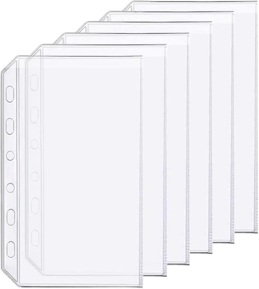 6 Pack A7 6 Holes Binder Pockets Plastic Binder Folders Waterproof 6 Holes Holder for Receipt Ticket (Pocket, A7)