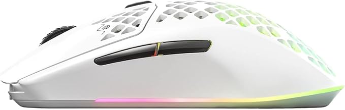SteelSeries Aerox 3 Wireless - Holey RGB Gaming Mouse - Ultra-lightweight Water Resistant Design - 18K DPI TrueMove Air Optical Sensor -Snow