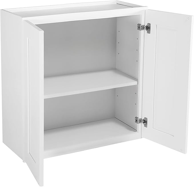 Design House Brookings Shaker Fully Assembled Wall Kitchen Cabinet W2424, 24 W x 12 D x 24 H, Painted White, Solid Wood, Design House, 613372